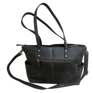 S-ZONE Black Crossbody Work Travel Shoulder‎ Bag Purse Leather Tote Bag NEOT